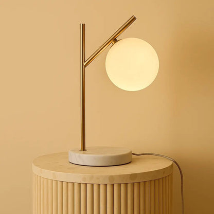 Marble Table Lamp with Frosted Glass – Modern Bedside Lamp