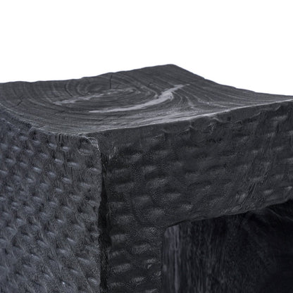 Suar Wood Stool - Black Montano Accent Stool for Indoor Spaces
