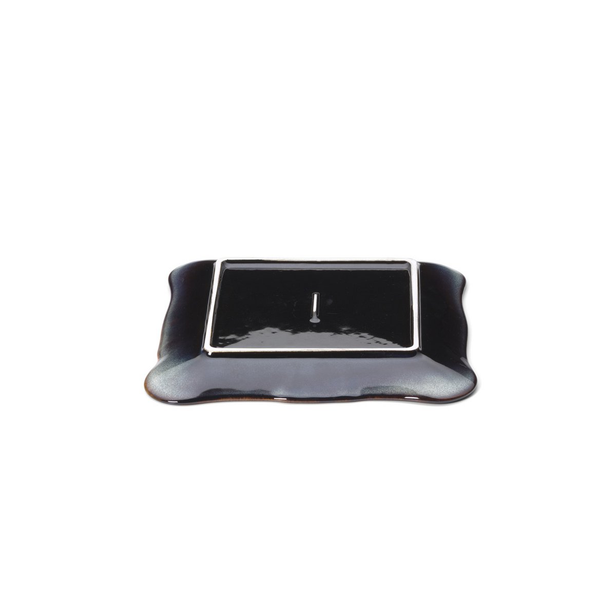Square Dinner Plate - Grey Brown Lotus Ice Plate - Medium Size
