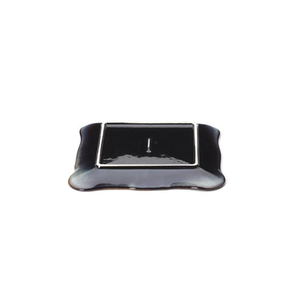 Square Dinner Plate - Grey Brown Lotus Ice Plate - Medium Size