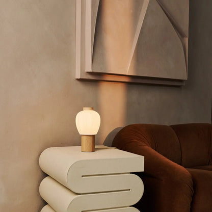 Lot Light Brown Wooden Lamp | Glass Shade & Unique Design