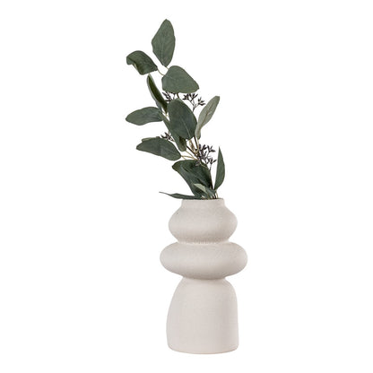 Stoneware Vase - Beige Sculptural Vase, 26.5 cm Tall