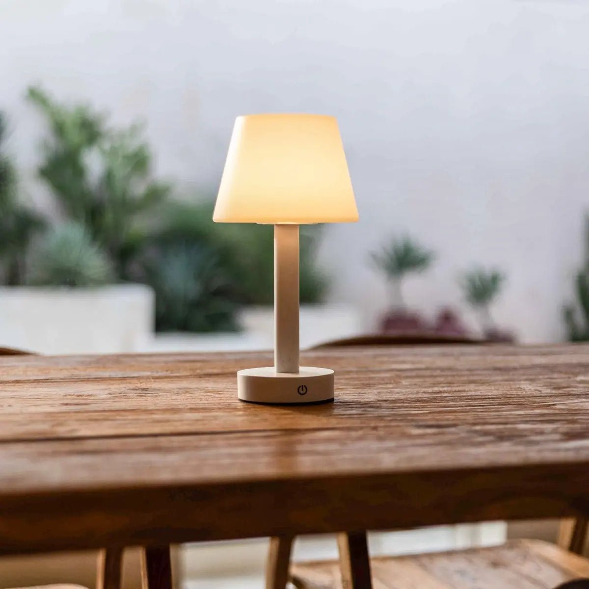 Zoë White Wooden Rechargeable Table Lamp | Dimmable, USB-C & Up to 80 Hours of Battery Life