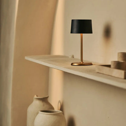 David Black & Gold Rechargeable Table Lamp 2 in 1 with Adjustable Height – Dimmable & Cordless with 120 Hours Battery