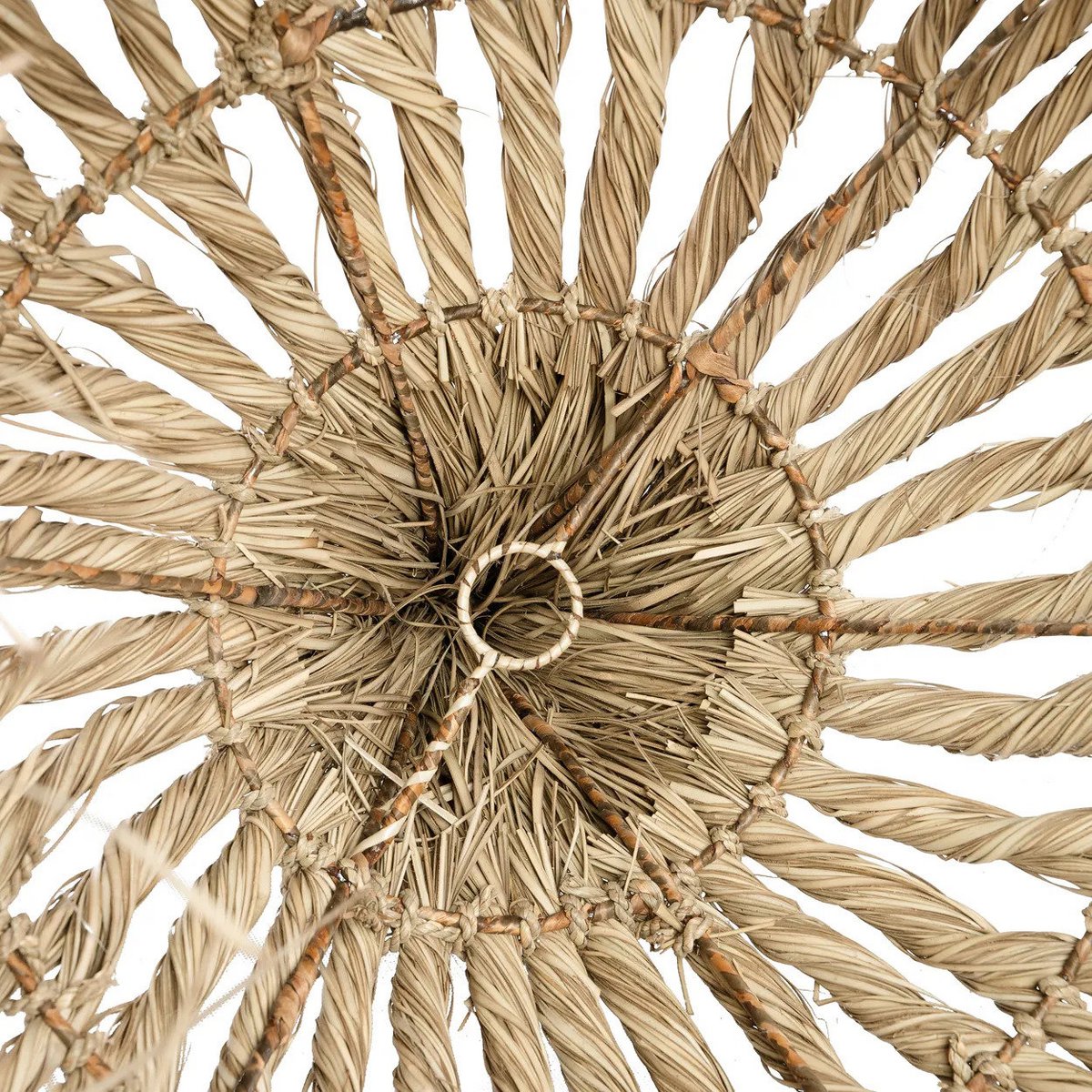 Natural Fiber Pendant Light - Handwoven Mendong Grass Shade - Medium