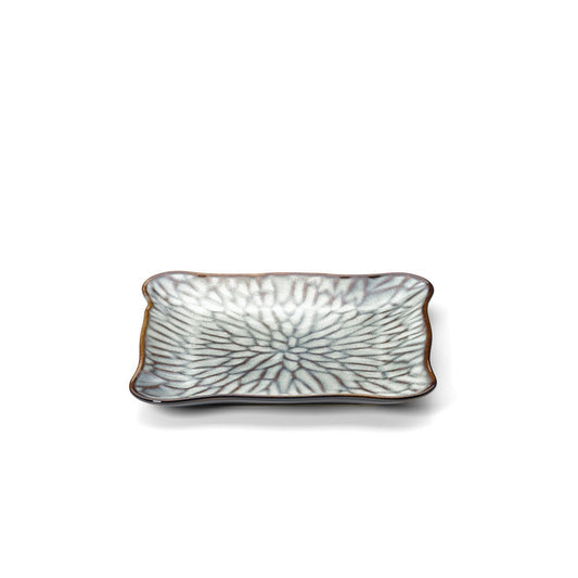 Square Dinner Plate - Grey Brown Lotus Ice Plate - Medium Size