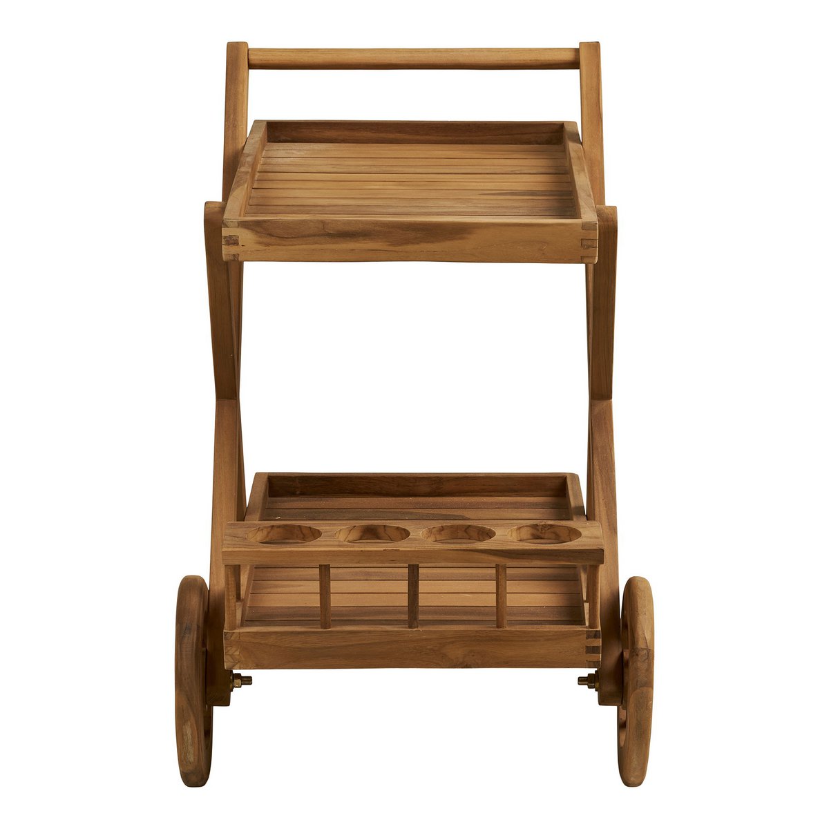 Teak Tea Trolley – Natural Wood Serving Cart, 86x50x81 cm
