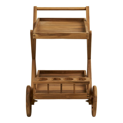 Teak Tea Trolley – Natural Wood Serving Cart, 86x50x81 cm
