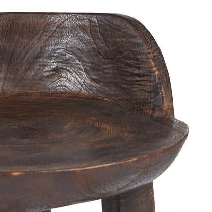Dark Walnut Wood Low Chair - Modern Accent Seating
