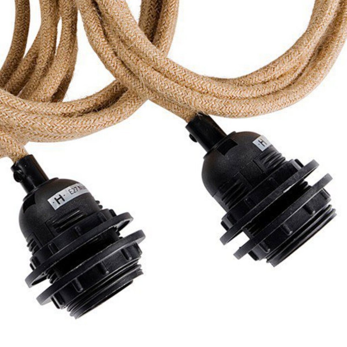 Jute Ceiling Lamp Fitting - Natural Black, 3 Lights, Adjustable
