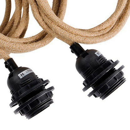 Jute Ceiling Lamp Fitting - Natural Black, 3 Lights, Adjustable