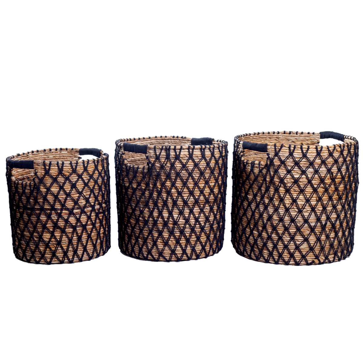 Banana Fiber Storage Basket – Black Plant Pot, Laundry Bin, 3 Sizes