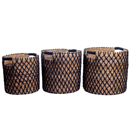 Banana Fiber Storage Basket – Black Plant Pot, Laundry Bin, 3 Sizes