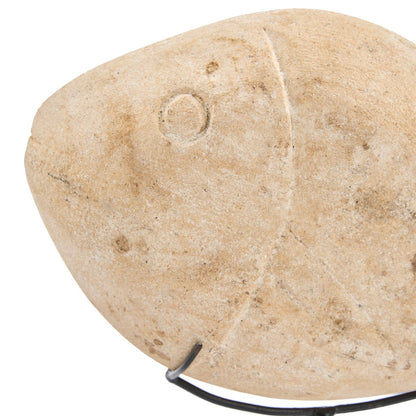 Sandstone Fish Stone Decor on Stand – Small, Natural Texture