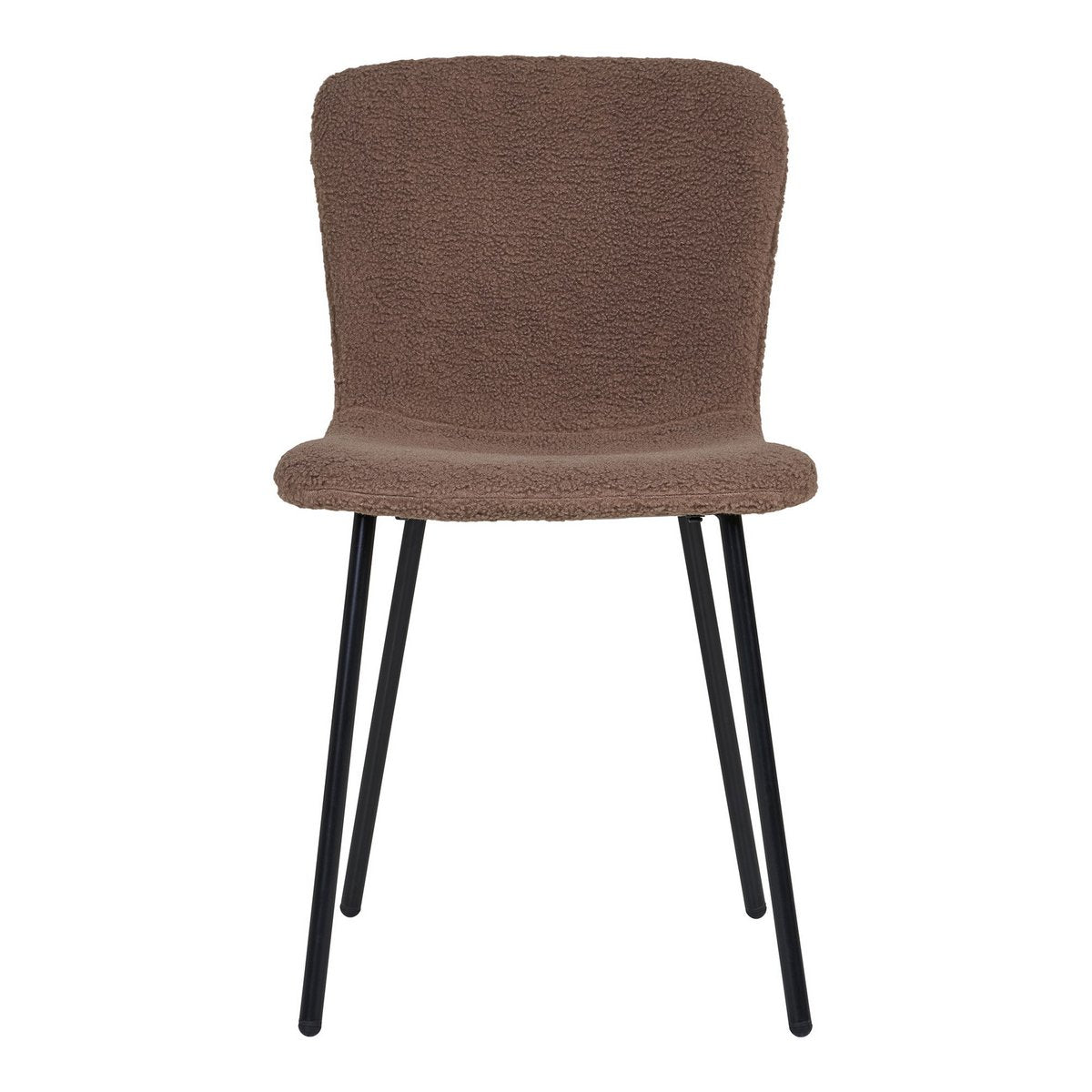 Dining Chairs Dark Brown Faux Fur - Modern Steel Leg Set, 48cm