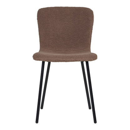 Dining Chairs Dark Brown Faux Fur - Modern Steel Leg Set, 48cm