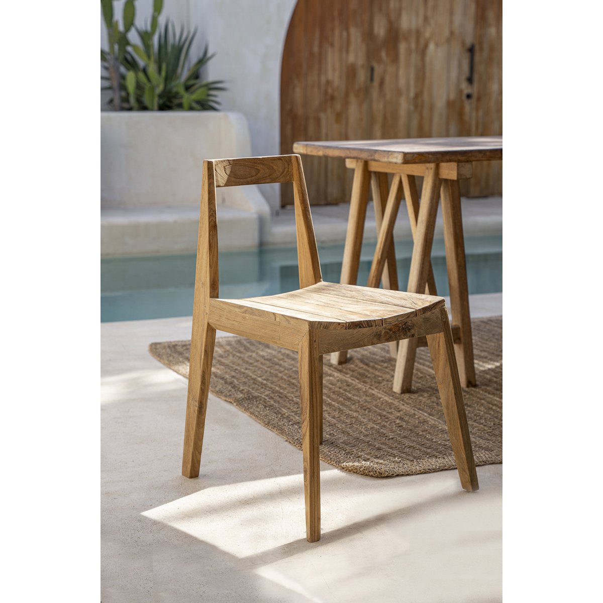 Teak Dining Chair - Natural Wood Outdoor Seating