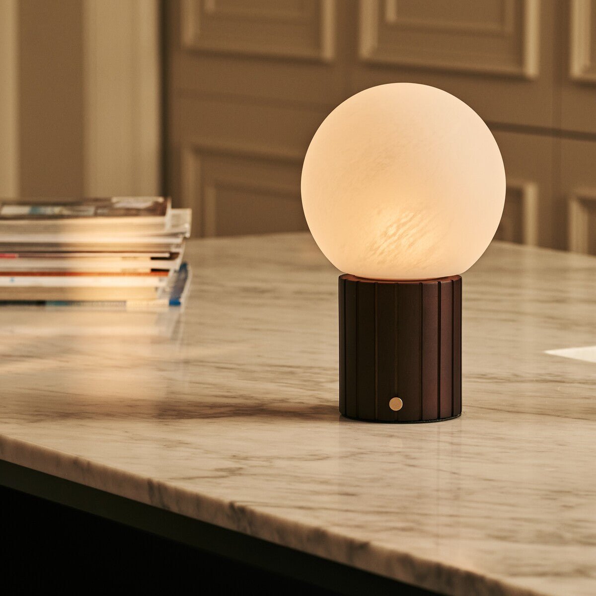Dark Brown Cordless Table Lamp - Rechargeable, Dimmable & Modular