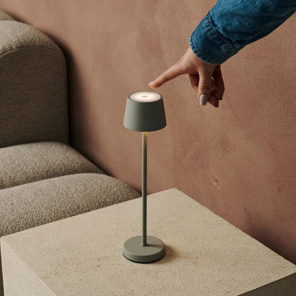 Vondel Mini Rechargeable Table Lamp Set - Shadow Grey with Charging Station