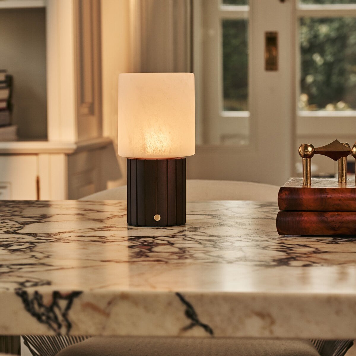 Dark Brown Rechargeable Table Lamp Cordless Dimmable 3-Light