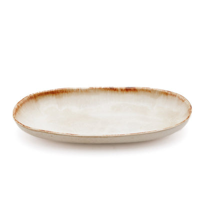 White Ceramic Oval Plate - Handmade Portuguese Dinnerware, Medium