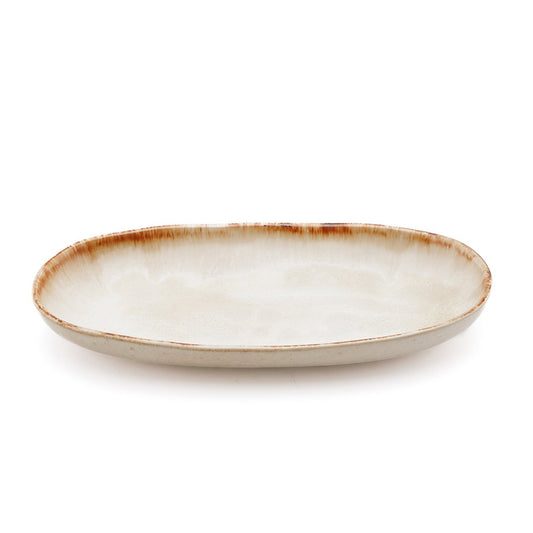 White Ceramic Oval Plate - Handmade Portuguese Dinnerware, Medium