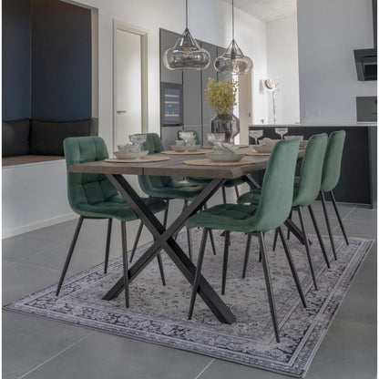 Middelfart Dining Chair - Polyester Velvet, Steel, Dark Green - Set of 2