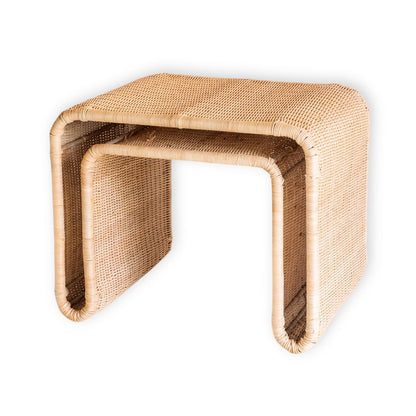 Rattan Side Table - Handcrafted Metal Frame Coffee Table Bayu