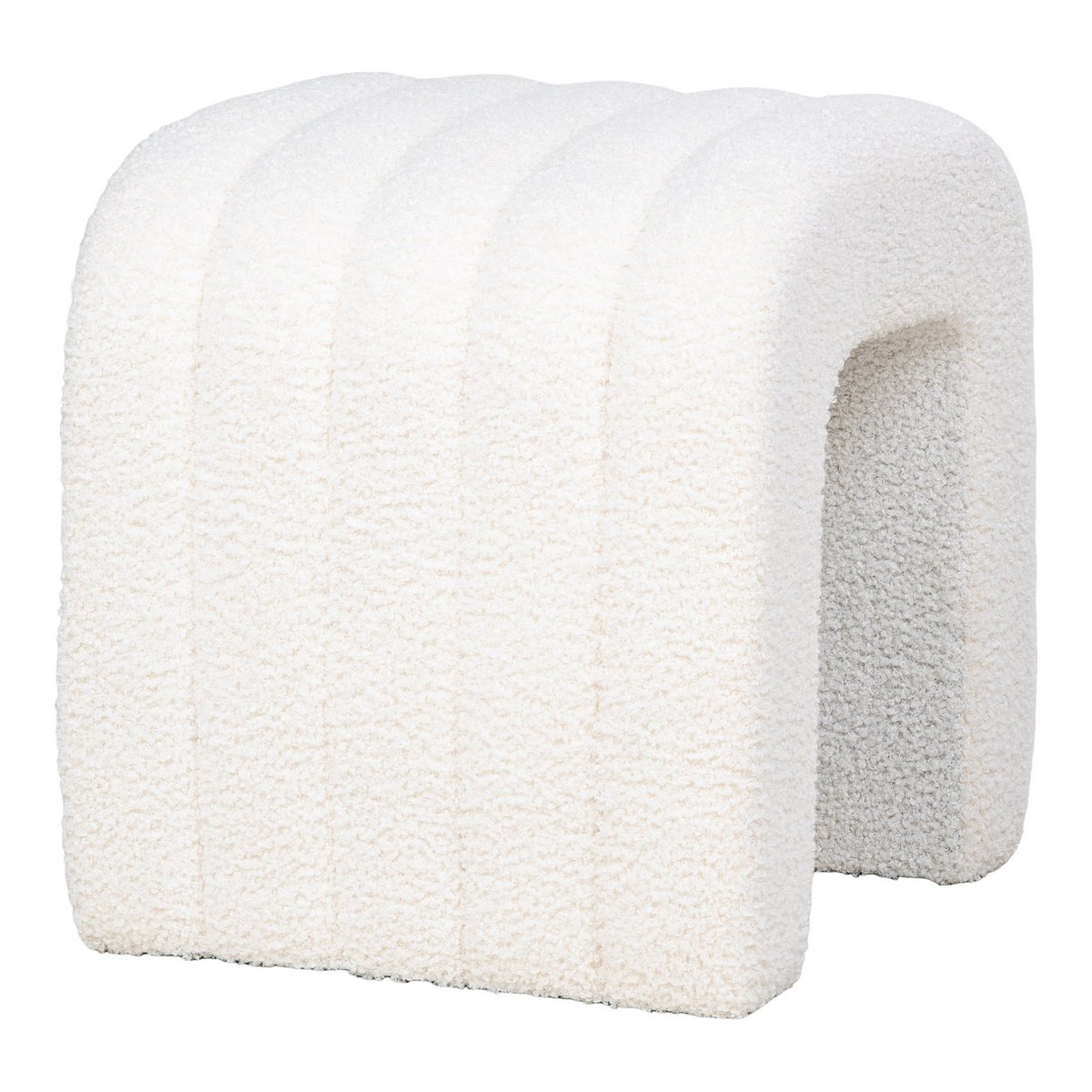 Colma Pouf - MDF, Pinewood, Foam, Polyester, White - 41x36.5 cm