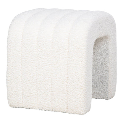 Colma Pouf - MDF, Pinewood, Foam, Polyester, White - 41x36.5 cm