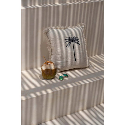 The Gili Palm Cushion Cover - Natural Black