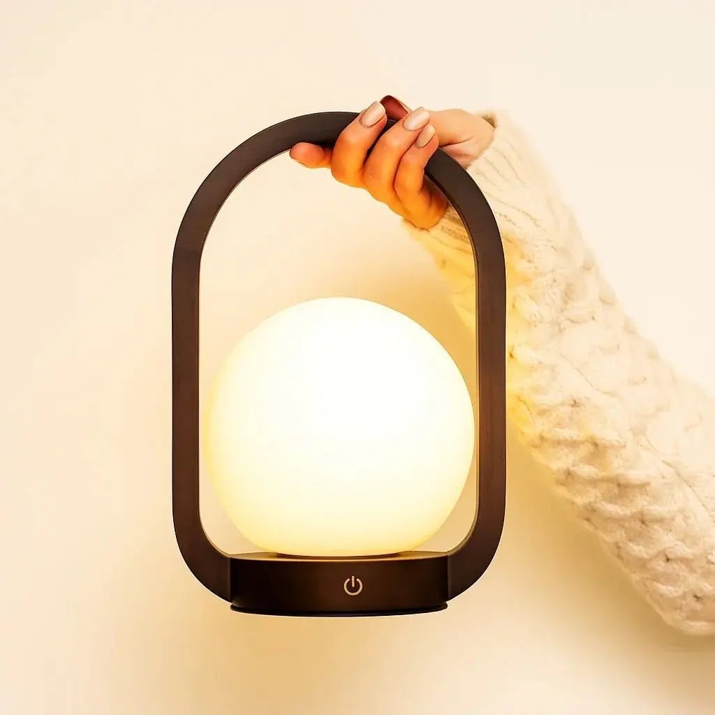 Skye Dark Brown Wooden Cordless Lamp | Rechargeable, Dimmable & 3 Light Modes