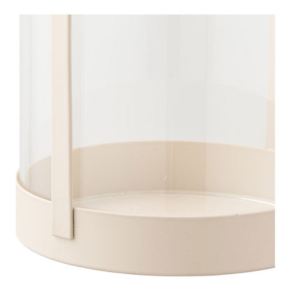 Hurricane candle holder, glass/metal, beige, set of 2