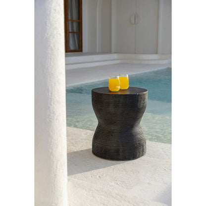 Suar Wood Stool - Black Accent Seating or Side Table