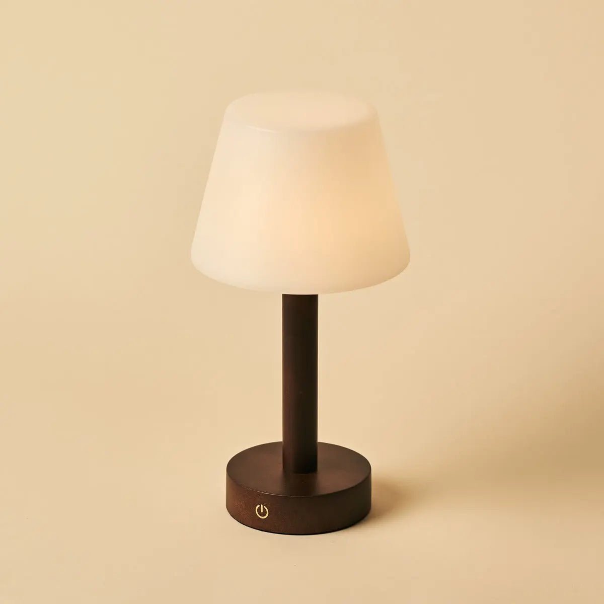 Zoë Dark Brown Wooden Rechargeable Table Lamp | Dimmable, USB-C, 80-Hour Battery