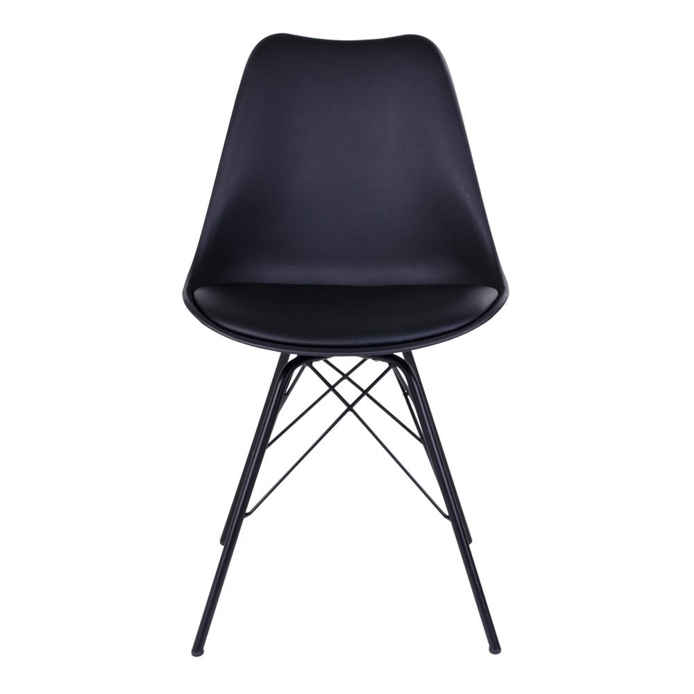 PU Leather Dining Chairs - Black Metal Frame, Set of 2