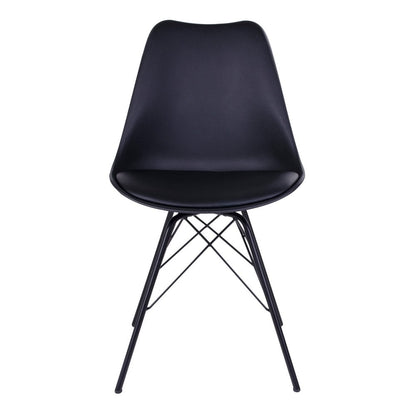 PU Leather Dining Chairs - Black Metal Frame, Set of 2