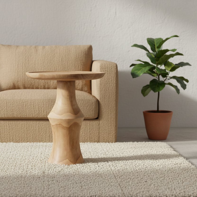 Teak Side Table - Nero Dawn Finish - Modern Bedside Accent Table