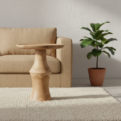 Teak Side Table - Nero Dawn Finish - Modern Bedside Accent Table