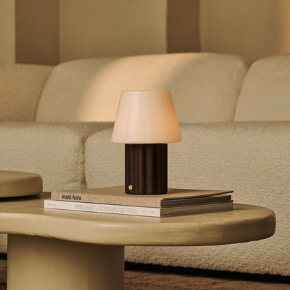 Javi Dark Brown Rechargeable Table Lamp | Versatile, Wood & Up to 100 Hours of Light