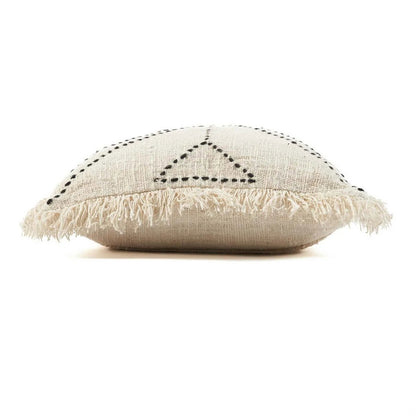 Raffia Cushion Cover - Tribal Design - Natural Black, 50x50
