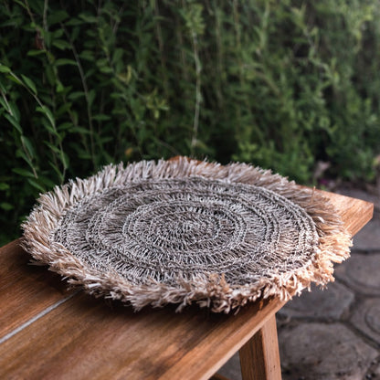 Assiette à salade (2, 4 ou 6 pièces) 45 cm ronde style Boho WAISAI en raphia