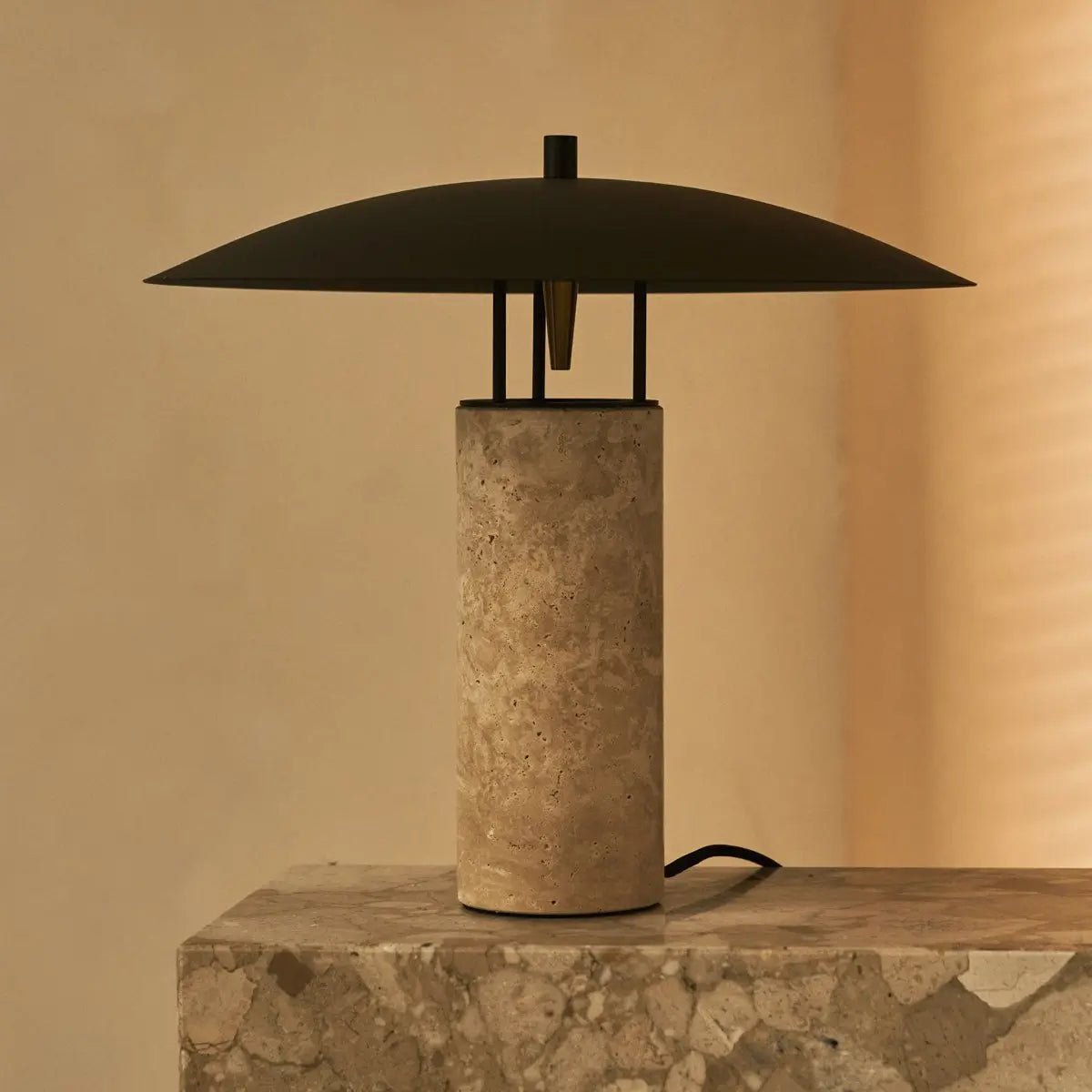 Travertine Table Lamp - Modern Accent Lamp with GU10 Light