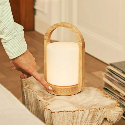 George Light Brown Wooden Rechargeable Lamp | Modern, Versatile & 3 Light Modes