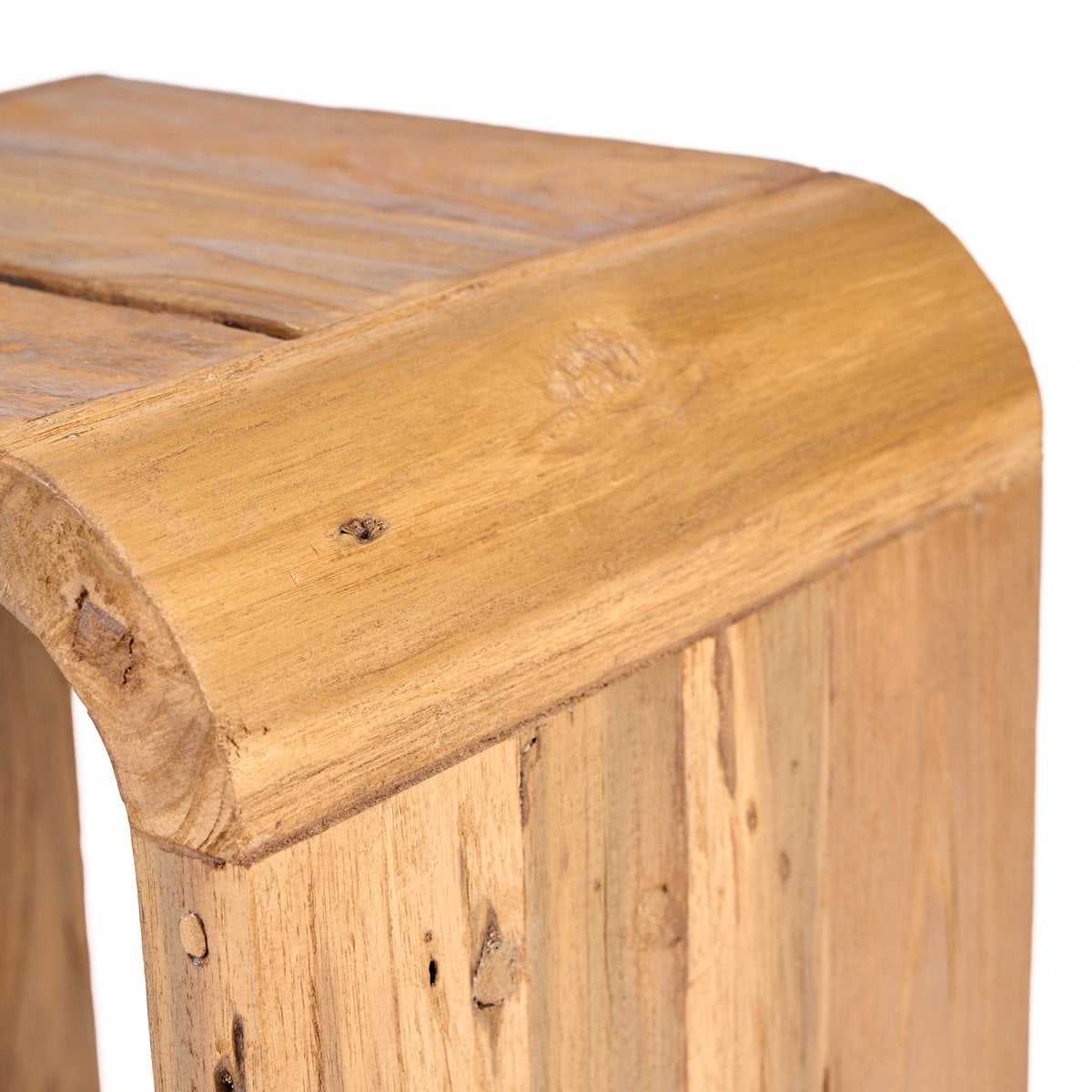 Teak Side Table - Natural Arc Accent Table for Living Room