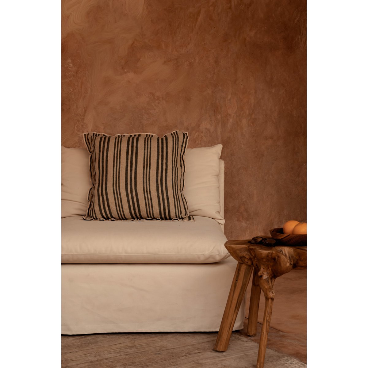 Nordic Stripe Kissenhülle – Natur Schwarz – 50x50