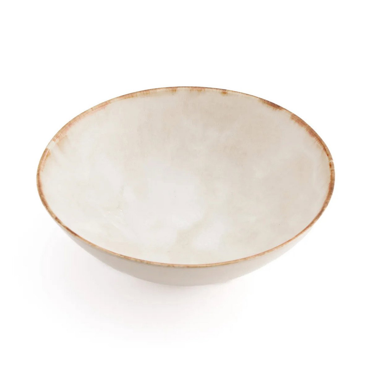 Portuguese Ceramic Serving Bowl - Large Handmade White and Gold