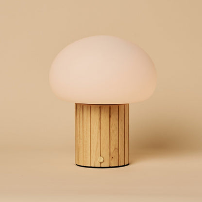 Pieter Light Brown Rechargeable Table Lamp | Cordless, 3 Light Modes & Glass Lampshade