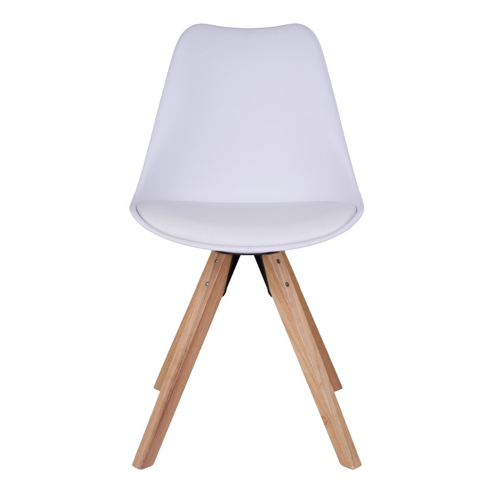 Bergen Dining Chair - PU Leather, Moulded Plastic, Rubberwood, White - Set of 2
