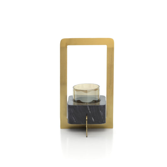Gold Black Tea Light Holder - Modern Recycled Glass Candle Holder